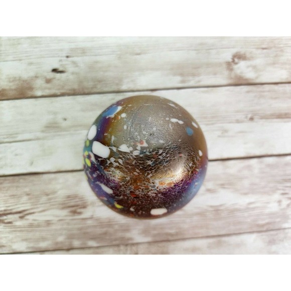 Tom St Clair 1994 Studio Glass Iridescent Speckle Abstract Paperweight Galaxy 3" - Picture 6 of 11